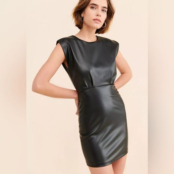 NWT Bishop + Young Hayden Vegan Leather Dress CHOCOLATE BROWN SIZE XS mini - Picture 2 of 12